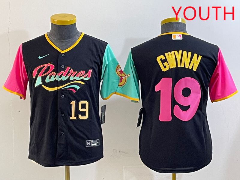 Youth San Diego Padres #19 Gwynn Black City Edition Game 2025 Nike MLB Jersey style 6->youth mlb jersey->Youth Jersey